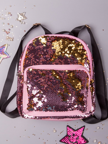 Рюкзак для девочки с пайетками, розовый