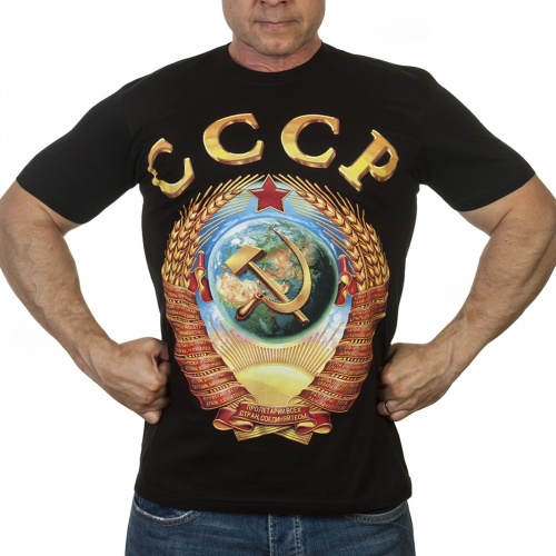 Стильная футболка с принтом СССР на груди и спине - одежда с характером – это Военпро №301