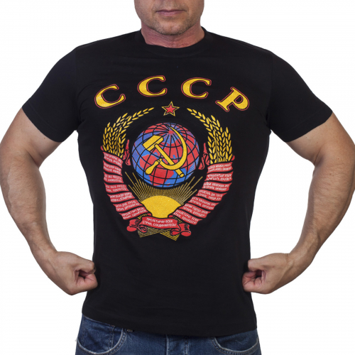 Черная футболка с гербом СССР №14