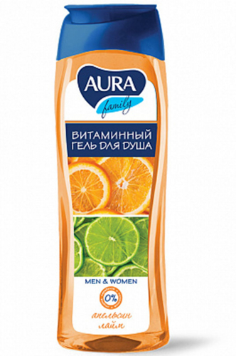AURA, Гель для душа витаминный Апельсин и лайм 260 мл AURA