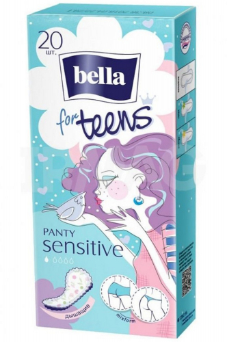 Bella, Прокладки ежедневные ультратонкие For Teens sensitive 20 шт Bella
