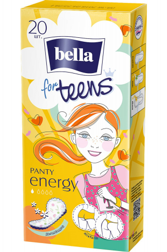 Bella, Прокладки ежедневные ультратонкие For Teens energy deo 20 шт Bella