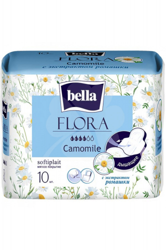 Bella, Прокладки впитывающие FLORA Camomile с экстрактом ромашки 10 шт Bella