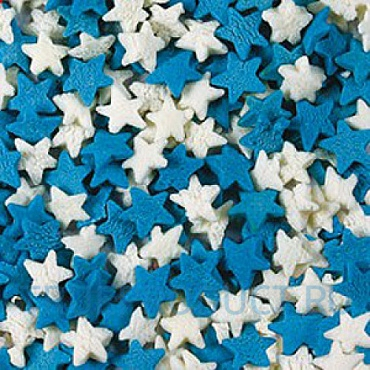 Посыпка кондитерская Звезды бело-голубые, посыпка 8 мм, 50 грамм