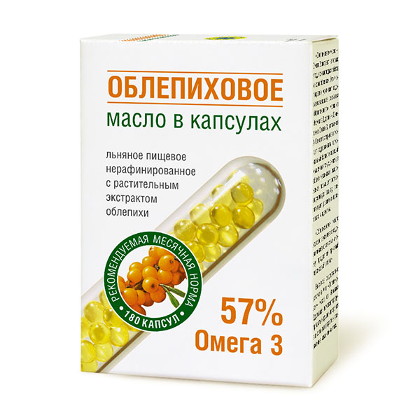 Компас Здоровья. Масло Облепиховое капсулированное 300 мг (180 капсул) 1/18