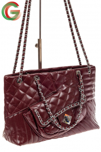 Лаконичная сумка женская стеганая из искусственной кожи (экокожи), цвет бордовый
