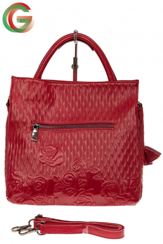 Женская сумка из натуральной кожи с тиснением, цвет красный