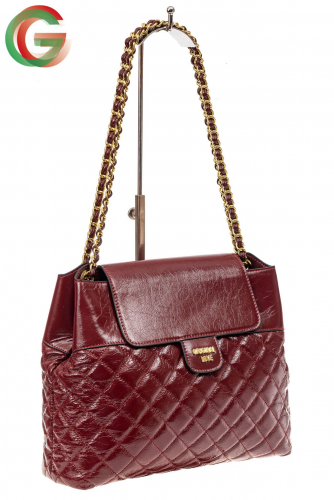 Качественная сумка женская стеганая из натуральной кожи, цвет бордо