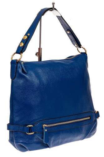 Женская сумка Хобо из натуральной кожи, цвет синий
