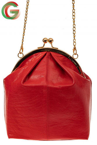 Женская вечерняя сумочка с фермуаром, цвет красный