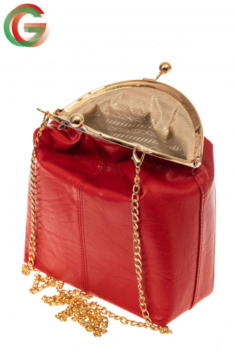 Женская вечерняя сумочка с фермуаром, цвет красный