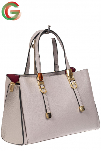 Кожаная женская сумка тоут с регулировкой лямок, цвет серый