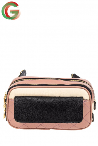 Женская сумка кросс-боди, розовая с черным