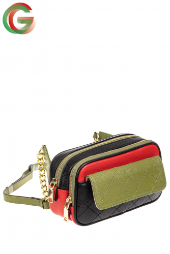 Женская сумка кросс-боди, черная с зеленым