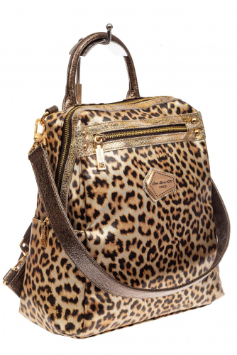Женский рюкзак из кожи с леопардовым принтом