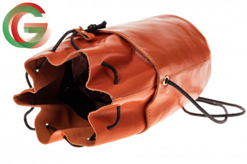 Эффектная мини-торба из натуральной кожи, цвет оранжевый