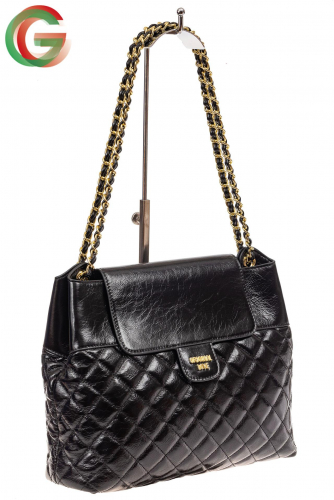 Роскошная сумка женская стеганая из натуральной кожи, цвет черный