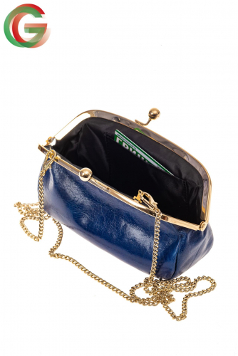 Женская вечерняя сумочка с фермуаром, цвет синий