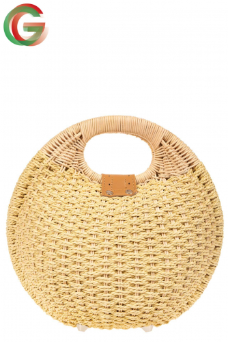 Женская плетеная сумка из ротанга в форме шара, цвет слоновой кости