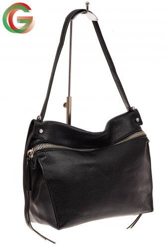 Женская сумка со смещенной молнией из эко-кожи, черная