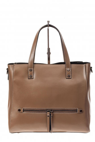 Женская сумка-тоут из натуральной кожи, цвет светло-коричневый