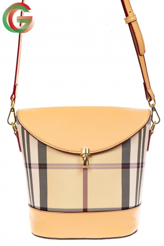 Женская сумка из кожзама с клапаном, цвет бежевый