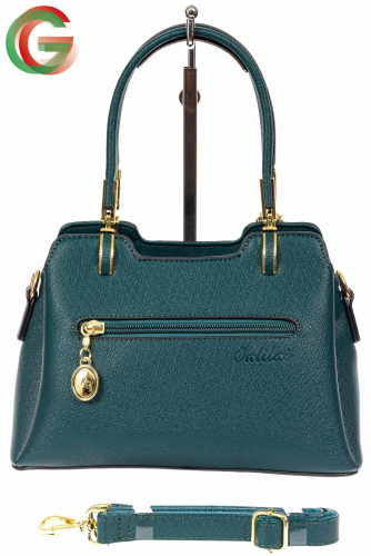Женская сумка-трапеция из экокожи с подвеской, цвет сине-зеленый