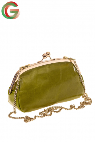 Женская вечерняя сумочка с фермуаром, цвет зеленый