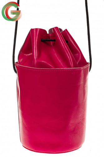 Эффектная мини-торба из натуральной кожи, цвет розовый
