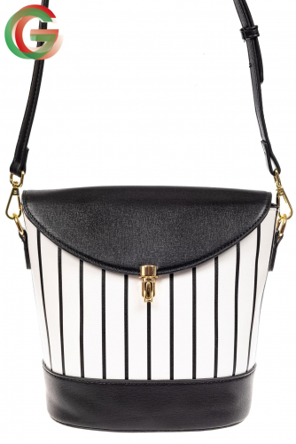 Женская сумка из кожзама сумка с клапаном, цвет черный