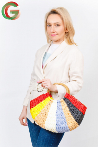 Новинка: Женская сумка ring bag из соломы, цвет бежевый