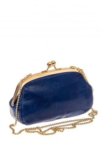 Женская вечерняя сумочка с фермуаром, цвет синий