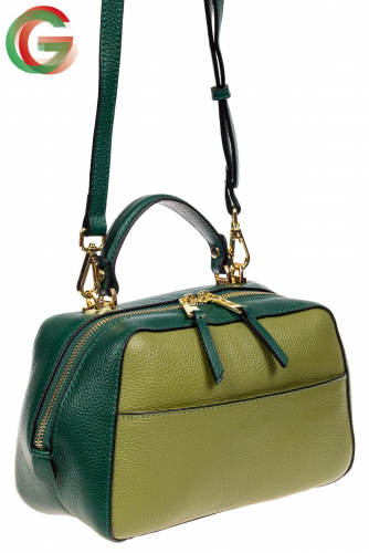 Мягкая кожаная женская сумка на каждый день, цвет зеленый с оливковым
