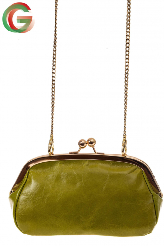 Женская вечерняя сумочка с фермуаром, цвет зеленый