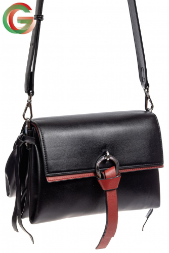 Женская сумка из искусственной кожи с клапаном и подвесками, цвет черный