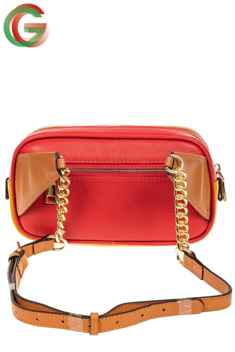 Женская сумка кросс-боди, красный с рыжим