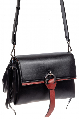 Женская сумка из искусственной кожи с клапаном и подвесками, цвет черный