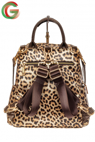 Женский рюкзак из кожи с леопардовым принтом