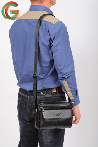 Мужская сумка через плечо, цвет коричневый
