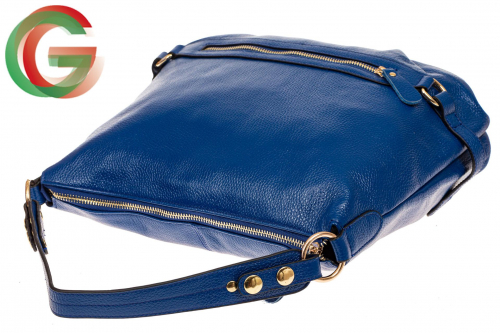 Женская сумка Хобо из натуральной кожи, цвет синий
