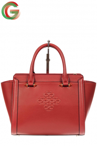 Кожаная женская сумка-трапеция, цвет красный