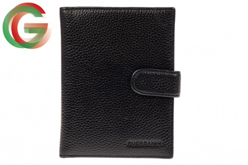 Мужской кошелек-портмоне из кожи, черный. Размер стандартный