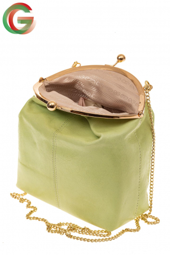 Женская вечерняя сумочка с фермуаром, цвет салатовый