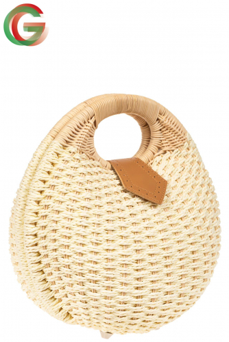 Женская плетеная сумка из ротанга в форме шара, цвет молочный