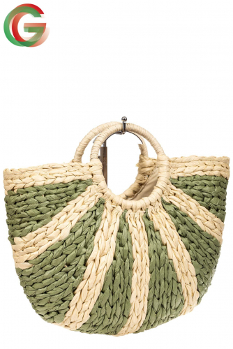 Новинка: женская сумка плетеная из соломы с круглой ручкой, цвет зеленый
