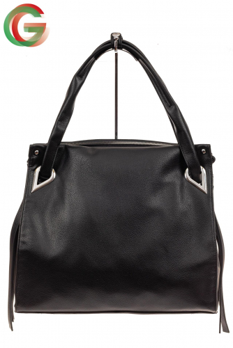 Большая женская сумка и экокожи, черная