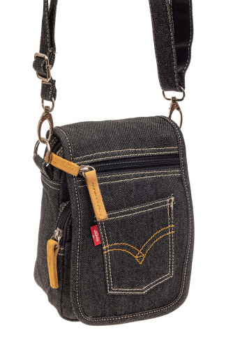 Маленькая мужская сумка через плечо из джинсы, цвет темно-серый