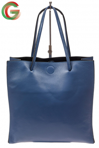 Женская сумка-мешок из натуральной кожи, цвет голубой