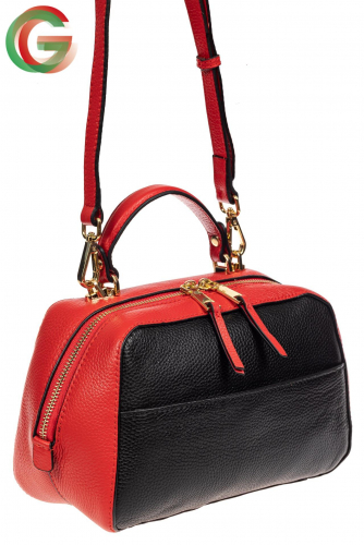 Мягкая кожаная женская сумка на каждый день, цвет красный с черным