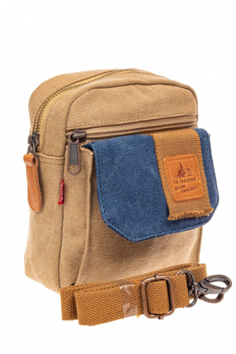 Маленькая мужская сумка через плечо или на пояс, цвет песочный